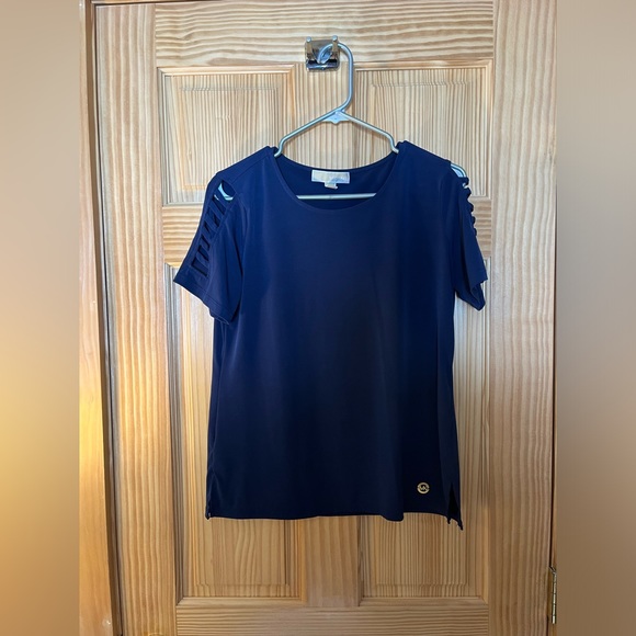 Navy Blue, Dress Shirt, Open Shoulders, Micheal Kors, Blouse - Picture 1 of 4